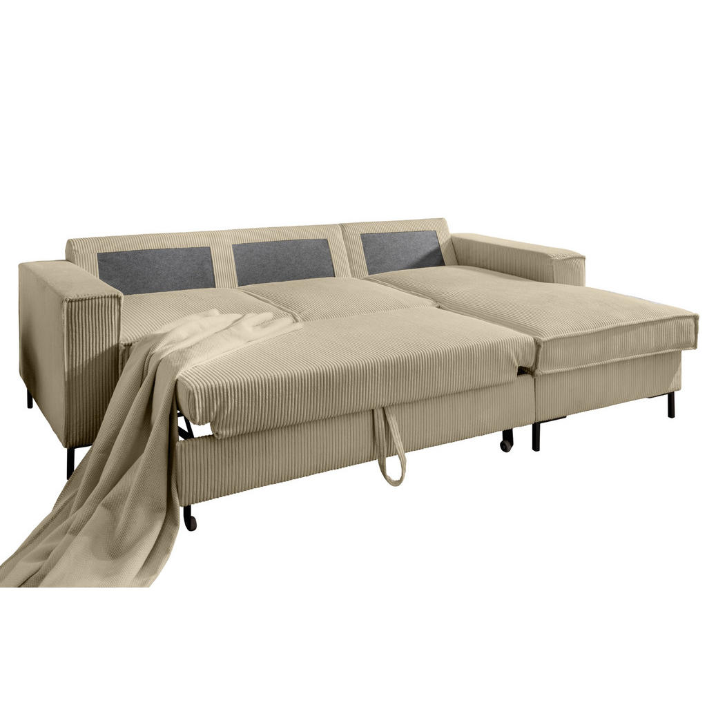 Thumbnail - luma-home Ecksofa, Greige, Textil, 3-Sitzer, Füllung: Polyurethan (Pur), Ottomane rechts,L-Form, 240x150 cm, Wohnzimmer,...
