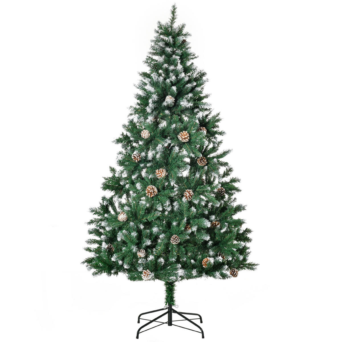 WEIHNACHTSBAUM DE-41548 Kiefer 180 cm, Schnee, 59 Zapfen - Grün, Kunststoff (180cm) - ComfortXL
