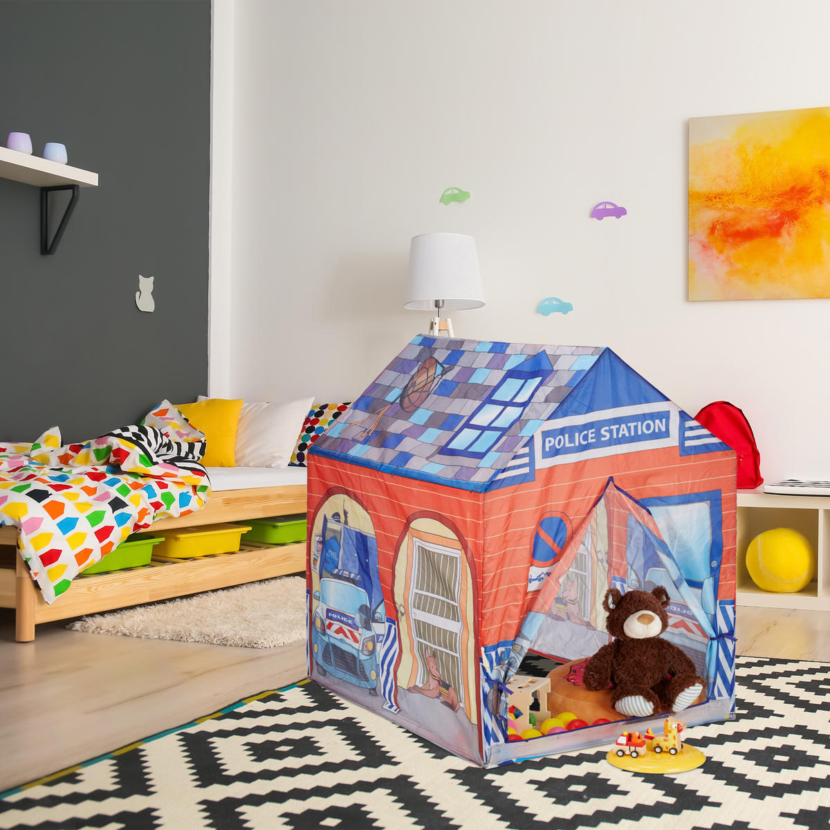 SPIELZELT Polizei - Multicolor, Kunststoff/Textil (72/95cm) - Relaxdays