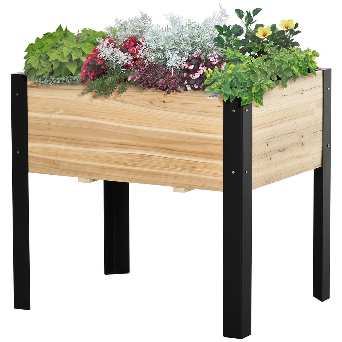 HOCHBEET DE-16037 mit Drainagevlies Holz/Schwarz - Naturfarben, Holzwerkstoff (80/74/60cm) - ComfortXL
