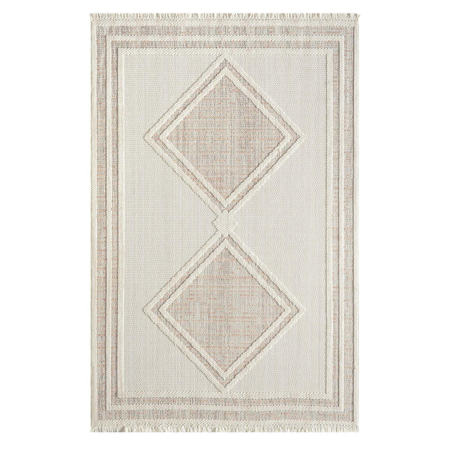 KURZFLOR-TEPPICH Lindo 8853 Terra 140x200 cm - Creme, Textil (140/200cm) - carpet city