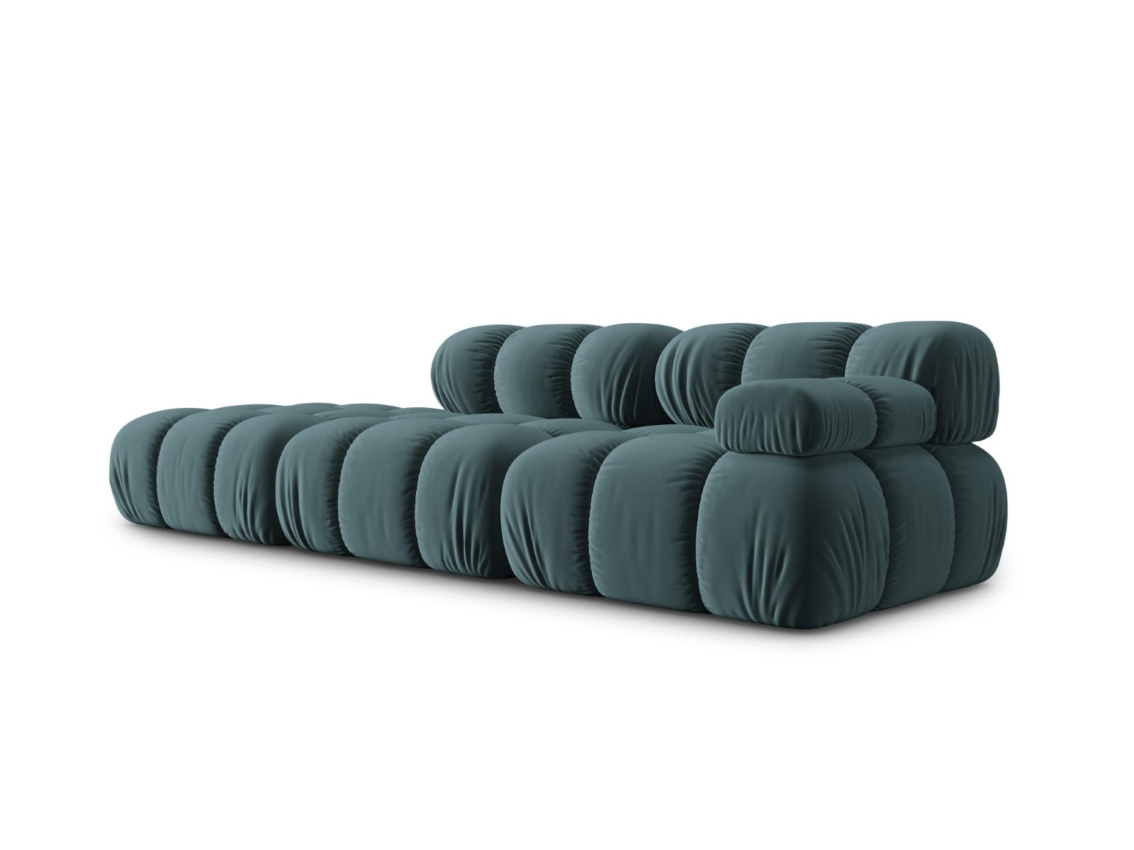 MODULARES-SOFA links Bellis aus Samt petrol 4 Sitzplätze - Petrol, Textil (94/63/282cm) - Micadoni