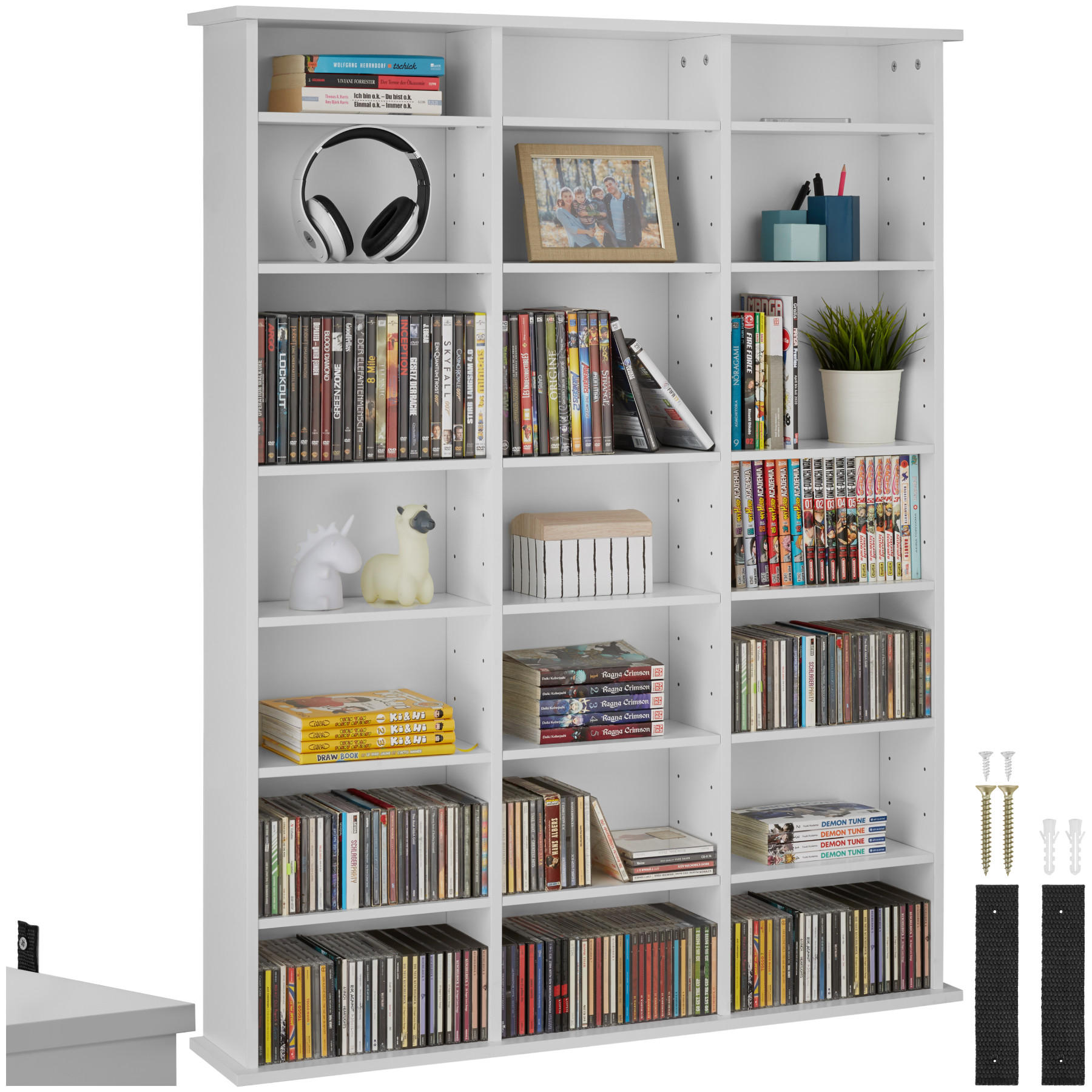 CD/DVD Regal Stevie,105,5 x 19 x 136,5 cm,weiß matt - Weiß, Holz (19/136.5/105.5cm) - tectake