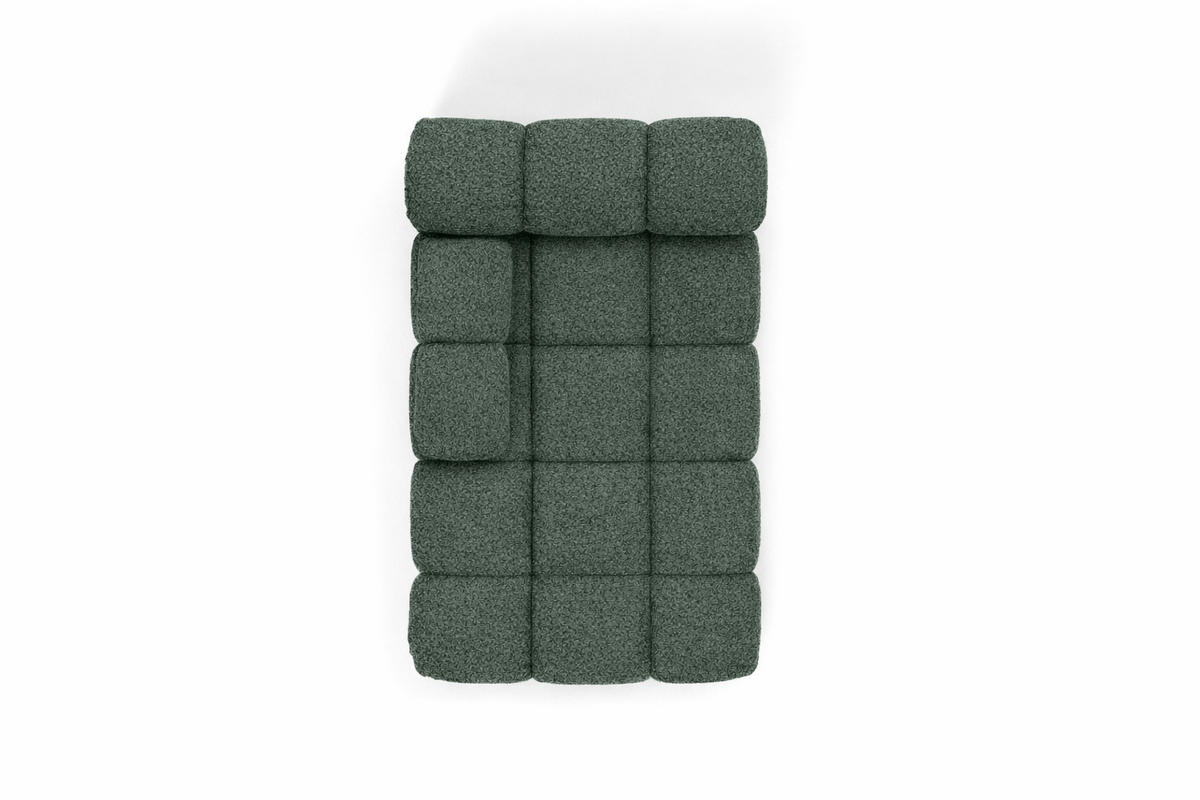 CHAISELONGUE Modular, Bouclé-Stoff Abriamo, Dunkelgrün, Links, Selia - Dunkelgrün, Holz (95/70/160cm) - Kaiser Möbel