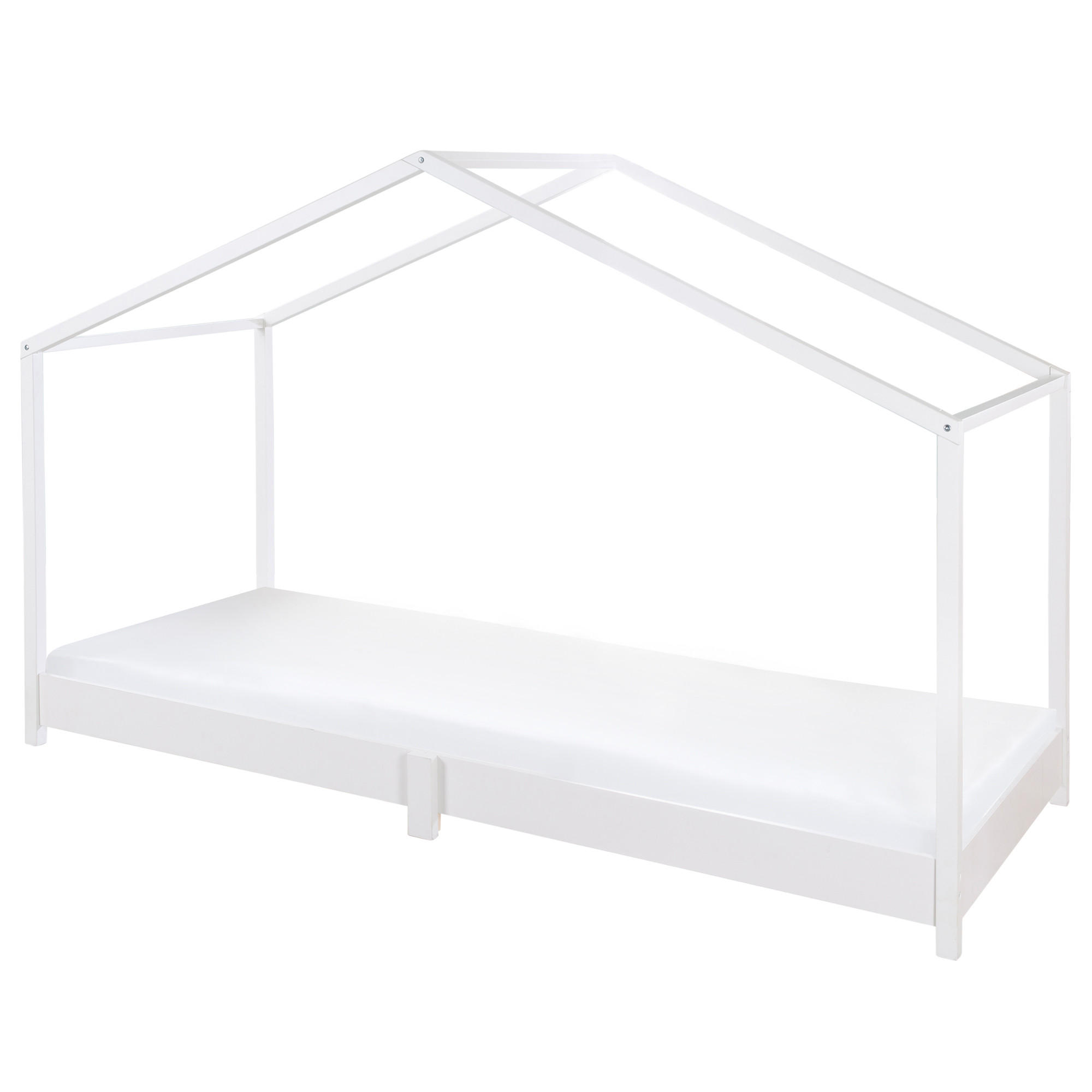 HAUSBETT 90 x 200 cm Bodenbett weiß - Weiß, Holzwerkstoff (90/200cm) - Roba