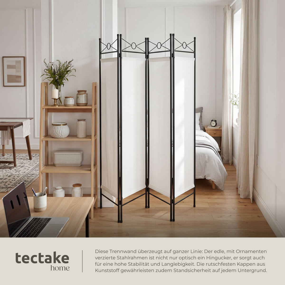RAUMTEILER , 160 x 2,5 x 180 cm, weiß - Weiß, Metall (2.5/180/160cm) - tectake