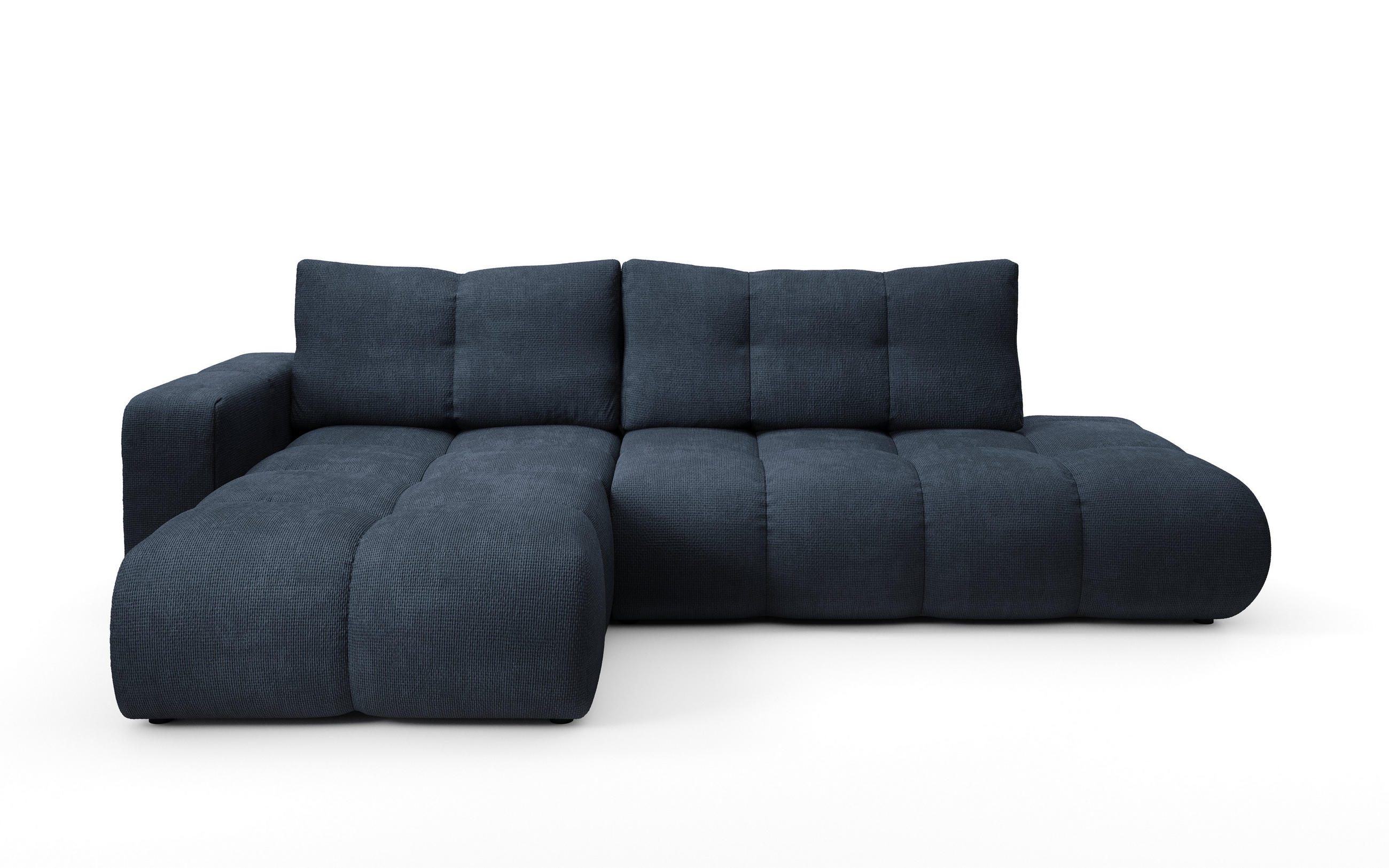 ECKSOFA DUCA L-S Dunkelblau Chenille mit Schlaffunktion - Dunkelblau, Holz (266.5/266.5cm) - MASSENO