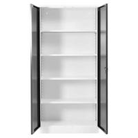 STAHLSCHRANK Bee mit 6 lackierten Fachböden 195x92x42 cm Korpusfarbe Verkehrsweiß Frontfarbe Schwarz - Schwarz, Metall (92/195/42cm)