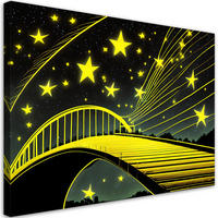 WANDBILD sterne brücke abstrakt neon - Gelb, Textil (60/40cm) - Feeby
