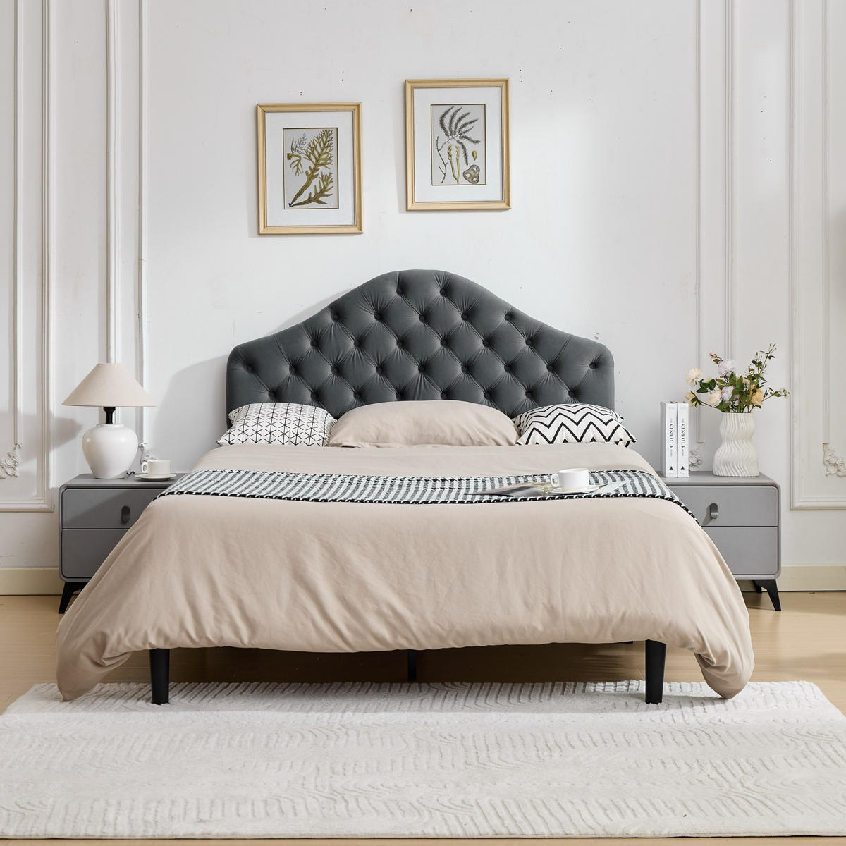 POLSTERBETT 140/200 cm DE-32939 mit verstellbarem Kopfteil Grau - Grau, Metall (140/200cm) - ComfortXL