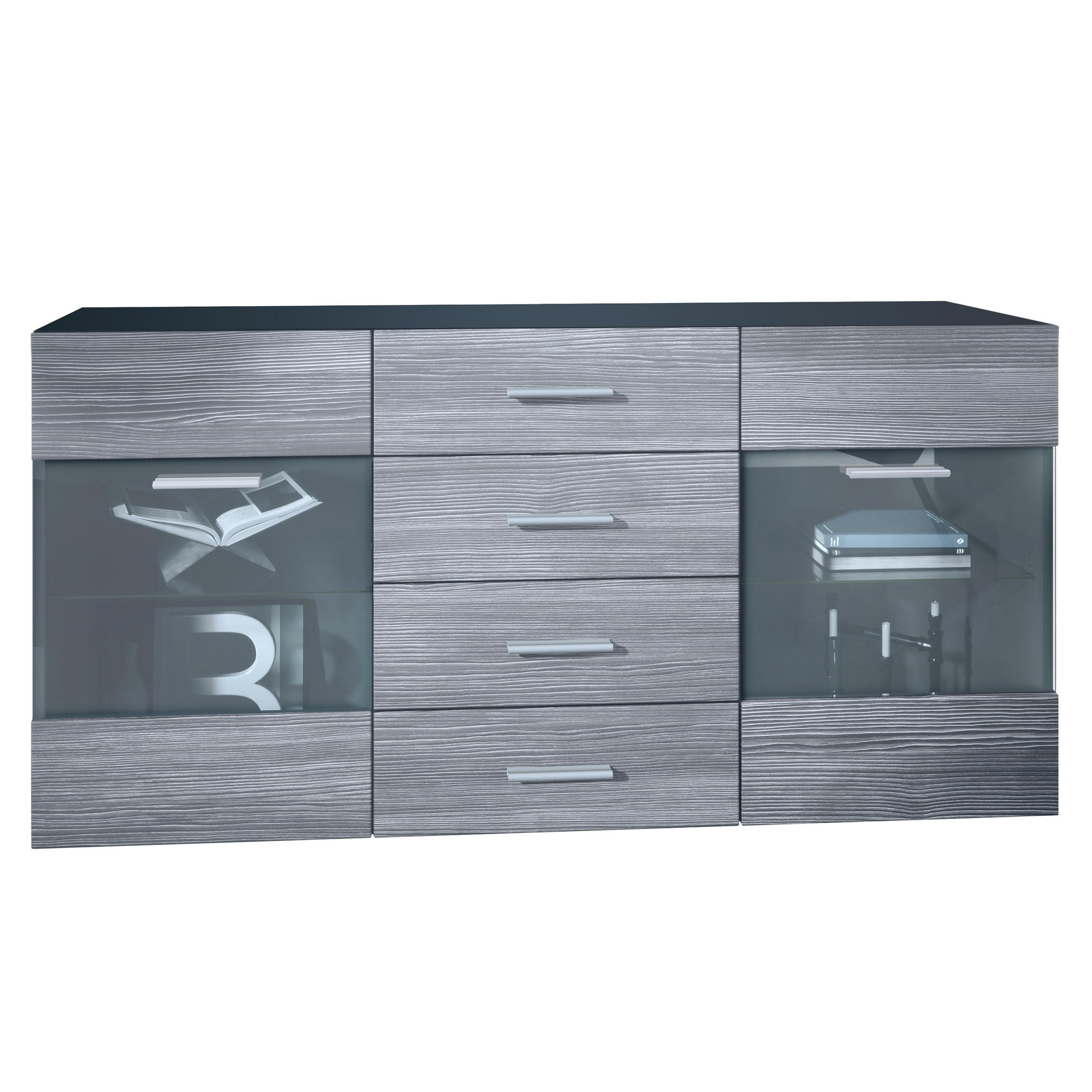 Vladon SIDEBOARD Anthrazit 139cm × 35cm × 72cm