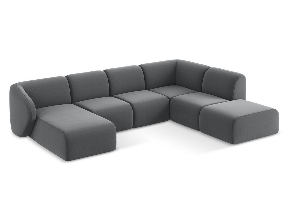 SOFAELEMENT Links Bouclé Stoff Grau - Hellgrau/Schwarz, Holzwerkstoff/Kunststoff (101/77/175cm) - Makamii