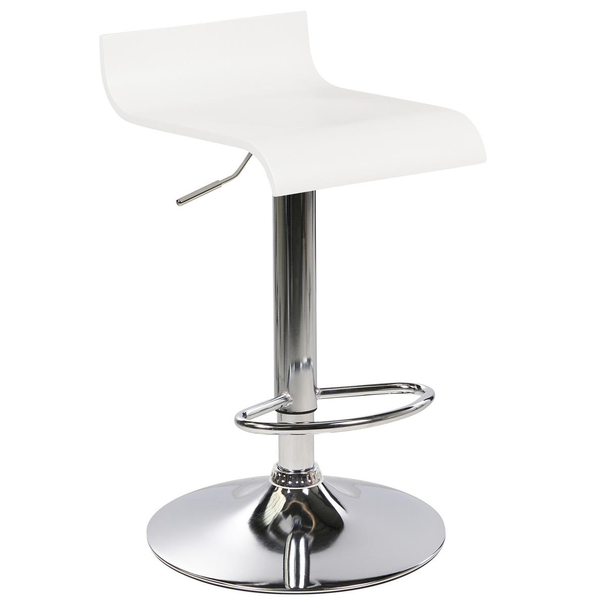 BARHOCKER 2er-Set weiß höhenverstellbar Valencia - Silberfarben/Weiß, Holzwerkstoff (42/42cm) - Beliani