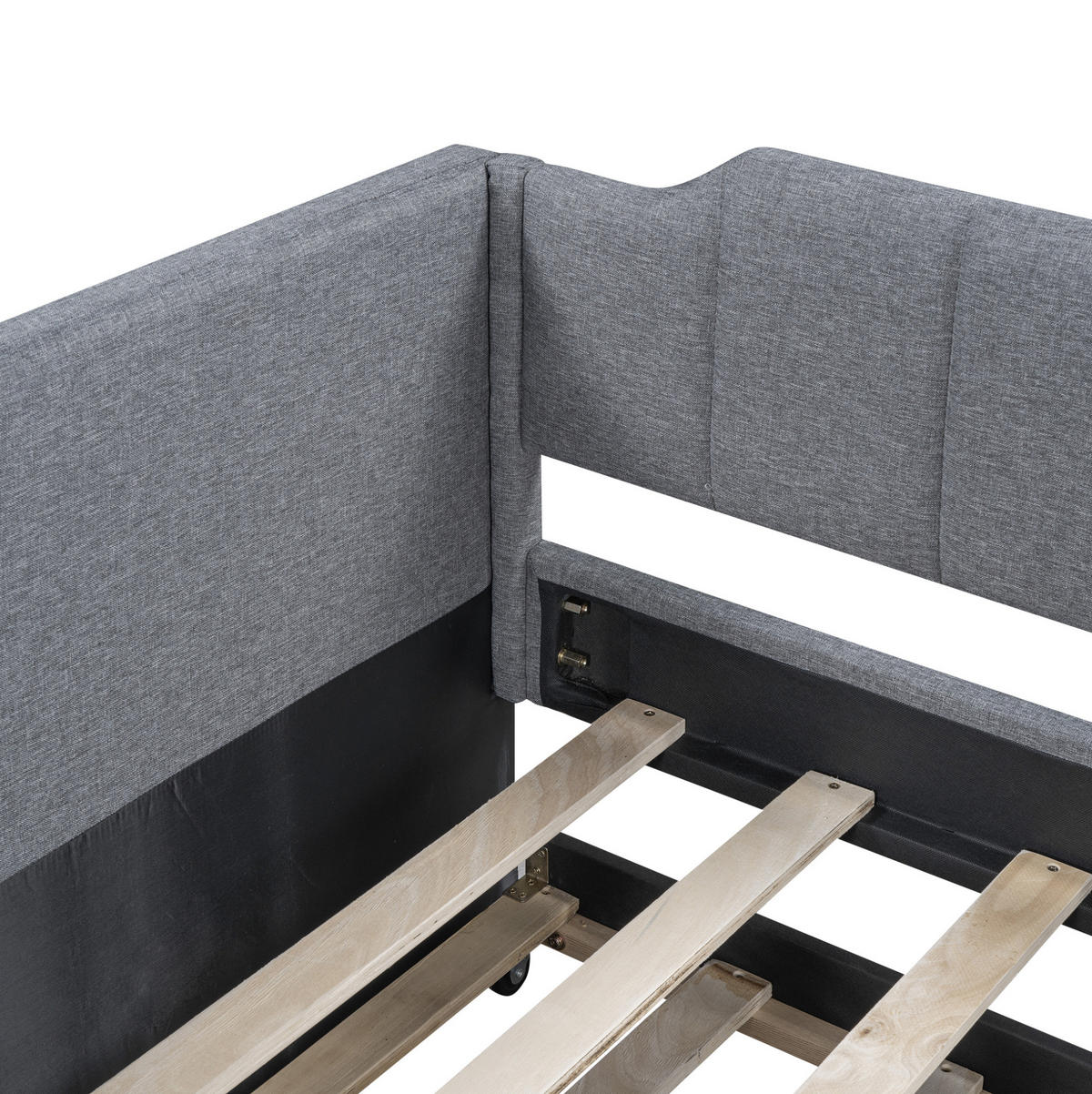POLSTERBETT 90/200 cm Grau aus Leinen mit Rollbett - Grau, Textil (90/200cm) - OKMYHOME