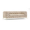 CHESTERFIELD-SOFA 3-Sitzer Vertex Beige Samt - Beige/Goldfarben, Holz/Textil (225/75/100cm) - S-Style Möbel