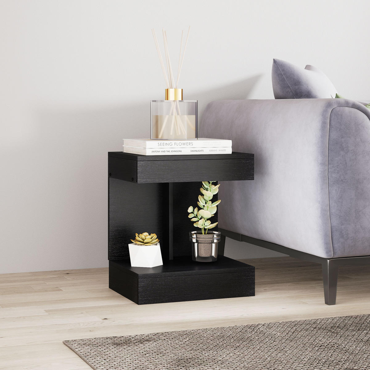 NACHTTISCH mit Schubladen, 40 x 30 x 46 cm, Schwarz - Schwarz, Holzwerkstoff (40/46/30cm) - HOMCOM