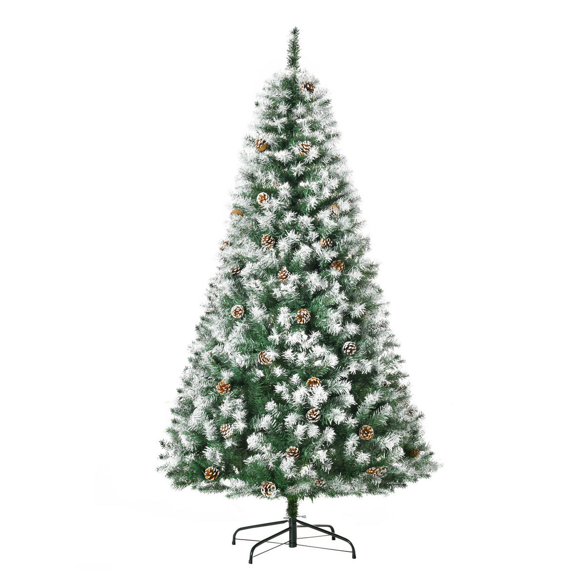 WEIHNACHTSBAUM DE-41607 180 cm, 800 Zweige, 61 Zapfen - Weiß/Grün, Kunststoff (180cm) - ComfortXL