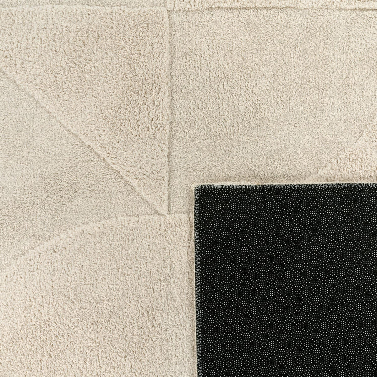 TEPPICH Kurzflor waschbar Struktur Wohnzimmer schmutzabweisend Creme Rund 120D - Beige, Textil (120/120cm) - KADIMA DESIGN