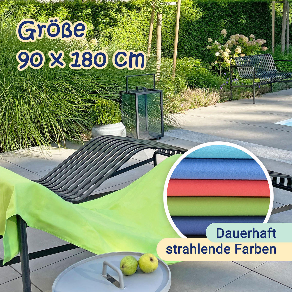 STRANDTUCH, 90x180 cm, 80% Polyester, 20% Polyamid, Grün - Hellgrün, Textil (90/180cm) - Zollner