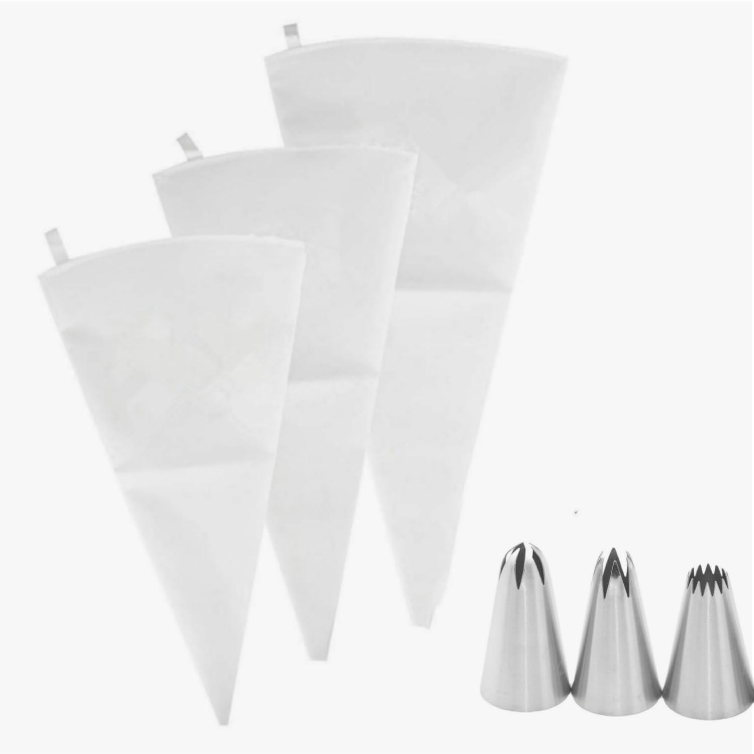 SPRITZBEUTEL-SET 3-teilig mit Tüllen 25/30/35 cm - Weiß, Textil (21.5/1/35cm)
