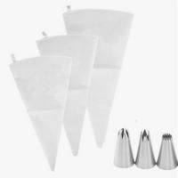 SPRITZBEUTEL-SET 3-teilig mit Tüllen 25/30/35 cm - Weiß, Textil (21.5/1/35cm)