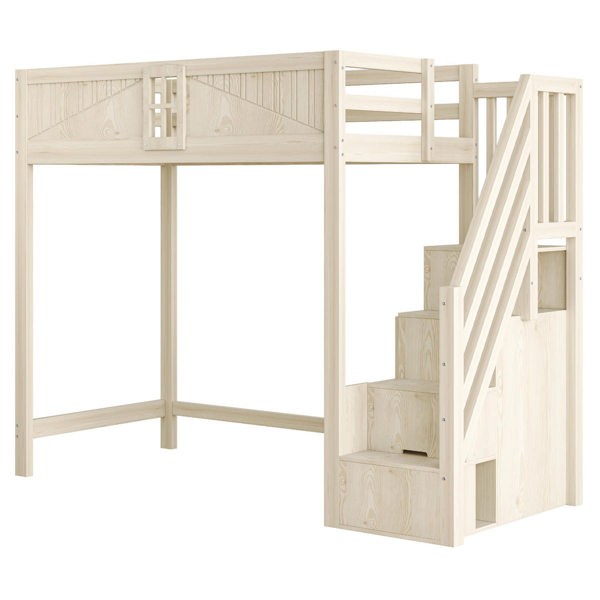 HOCHBETT aus 90x200 cm Naturholz mit austauschbarer Leiter, Stauraum und Sicherheitsumrandung - Naturfarben, Holzwerkstoff (90/190cm) - Modfu