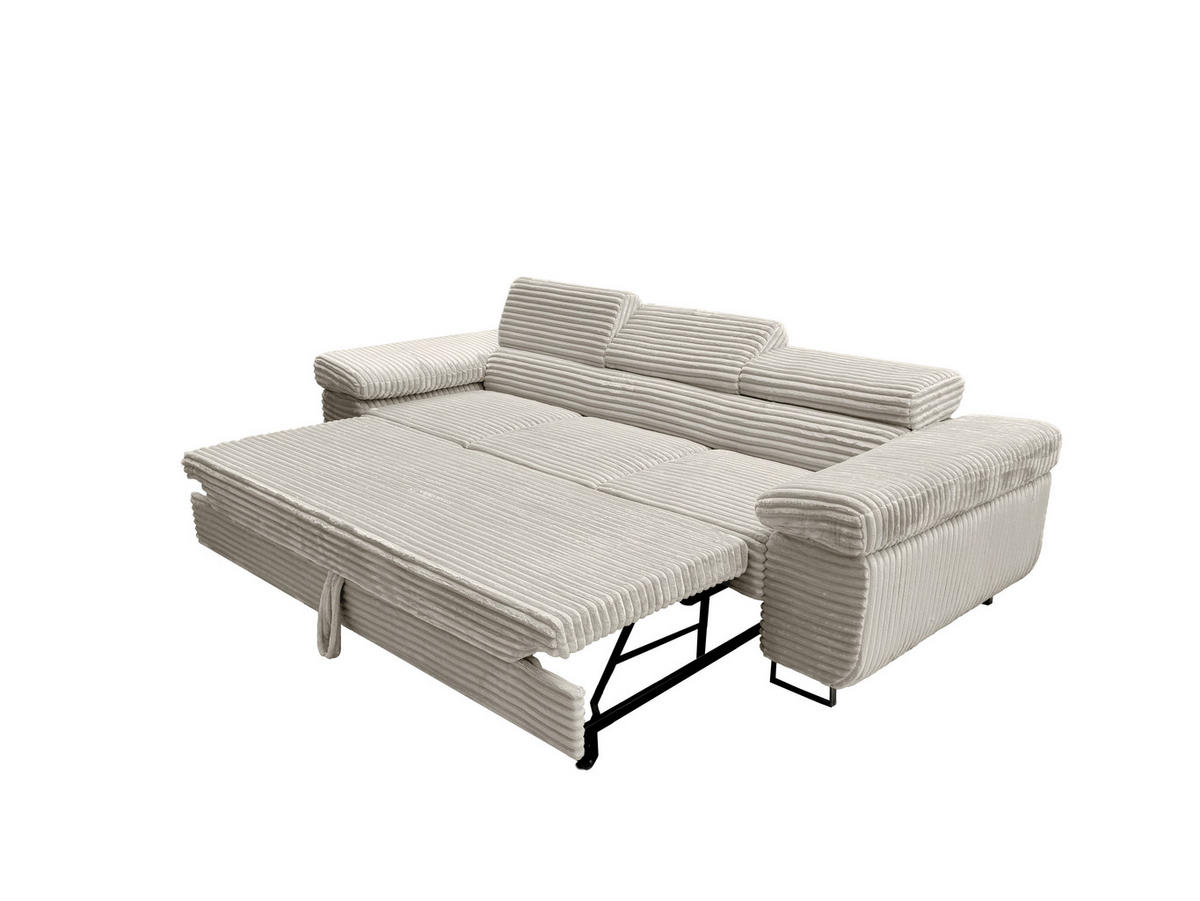 GUSTAW Sitzgarnitur 3+2+1, Schlafsofa 3-Sitzer, Cordbezug Ecru - Ecru, Textil (225/92/101cm) - KS Home Concept