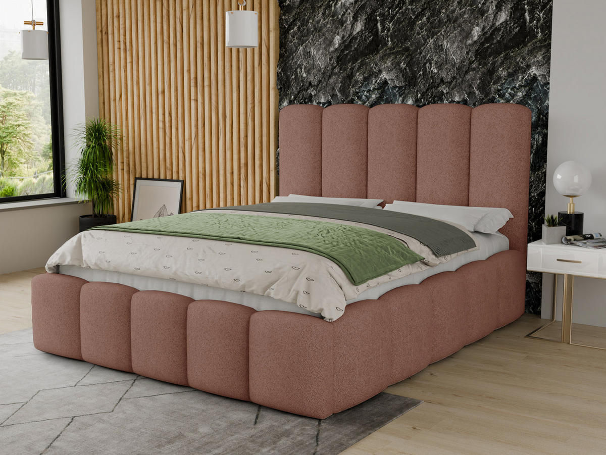 POLSTERBETT Aura - Eichefarben/Schwarz, Holz/Kunststoff (180/200cm) - Sofnet