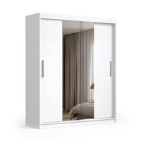 SCHWEBETÜRENSCHRANK VIVA 180/215,5/59cm 2-türig mit Spiegel Weiß - Weiß, Holzwerkstoff (180/215.5/59cm) - MASSENO