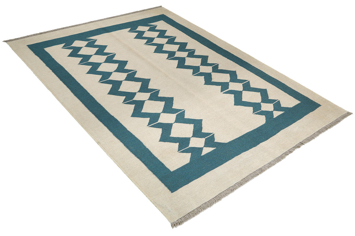 HANDWEBTEPPICH Kelim Gashgai Beige 196/142 cm Schurwolle - Beige, Textil (142/196cm) - Looma