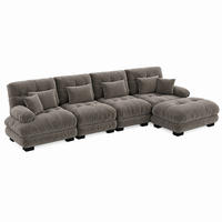 SOFA modular Chenille Brown mit beweglichen Ottomans - Dunkelgrau, Kunststoff (145/406.1cm) - Meubliv
