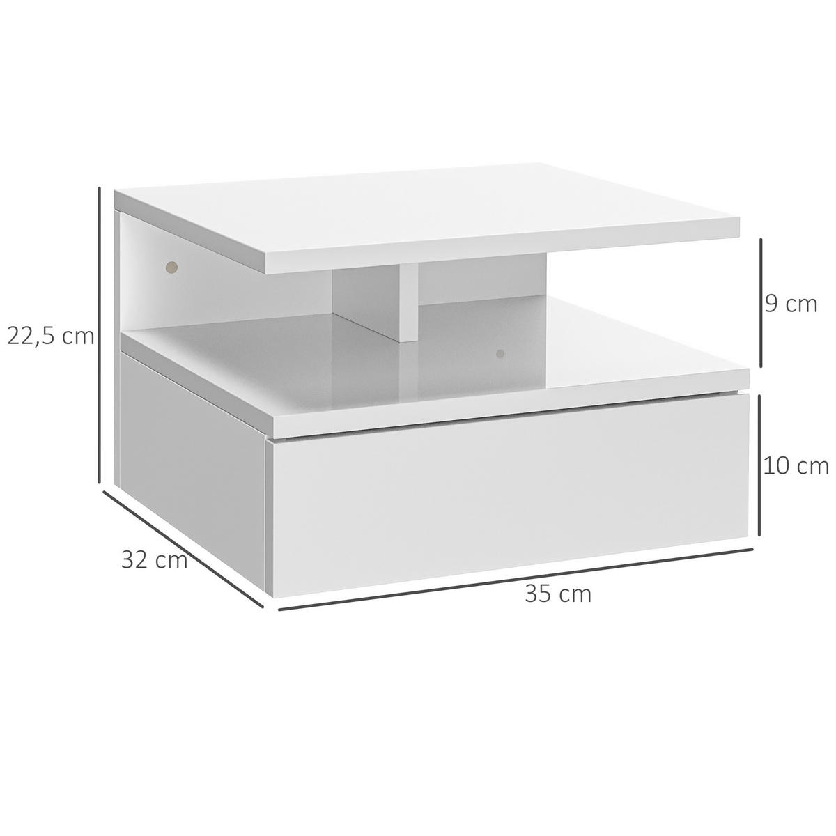 NACHTSCHRANK 2er-Set DE-12908 Schublade und offenes Fach Weiß - Weiß, Holzwerkstoff (32/22.5/35cm) - ComfortXL
