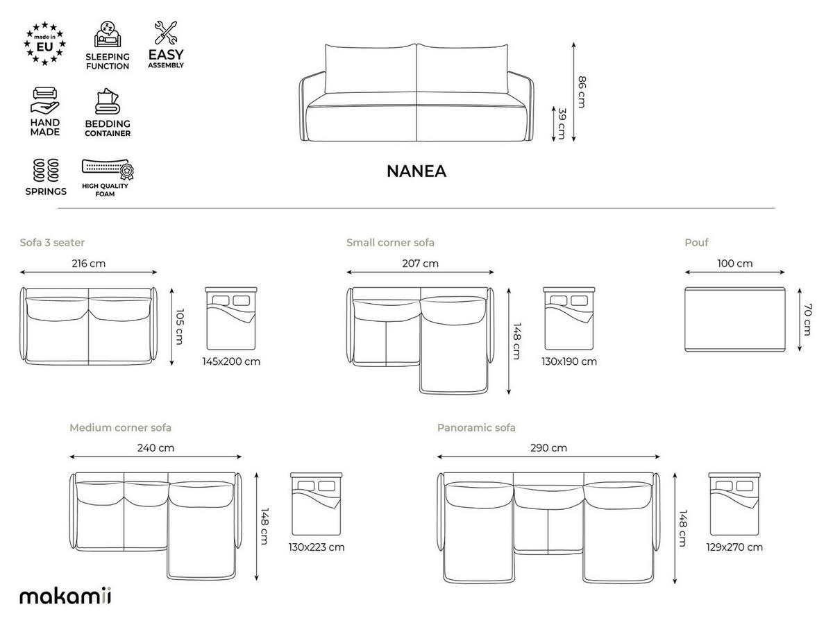 WOHNLANDSCHAFT Chenille Stoff Schwarz - Anthrazit/Schwarz, Kunststoff/Textil (290/86/148cm) - Makamii