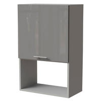 MIKROWELLENUMBAUSCHRANK Essen W4MK/60 Grau Hochglanz / Grau Matt 60 / 32,5 / 96cm - Grau, Holz/Holzwerkstoff (60/96/32.5cm) - Feldmann-Wohnen