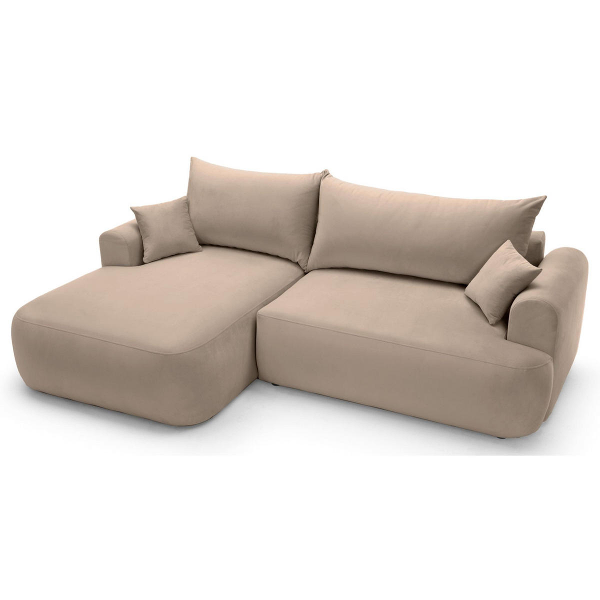 ECKSOFA Ovo Beige mit wasserabweisendem Samtbezug - Beige/Schwarz, Kunststoff/Textil (260/165cm) - Selsey