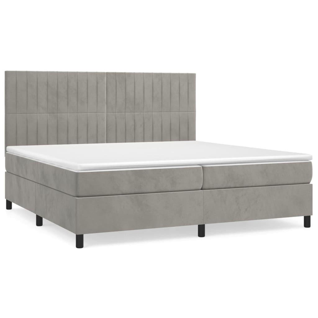 BOXSPRINGBETT Mit Matratze Hellgrau 200/200 Cm Samt - Grau, Textil (200/200cm) - vidaXL