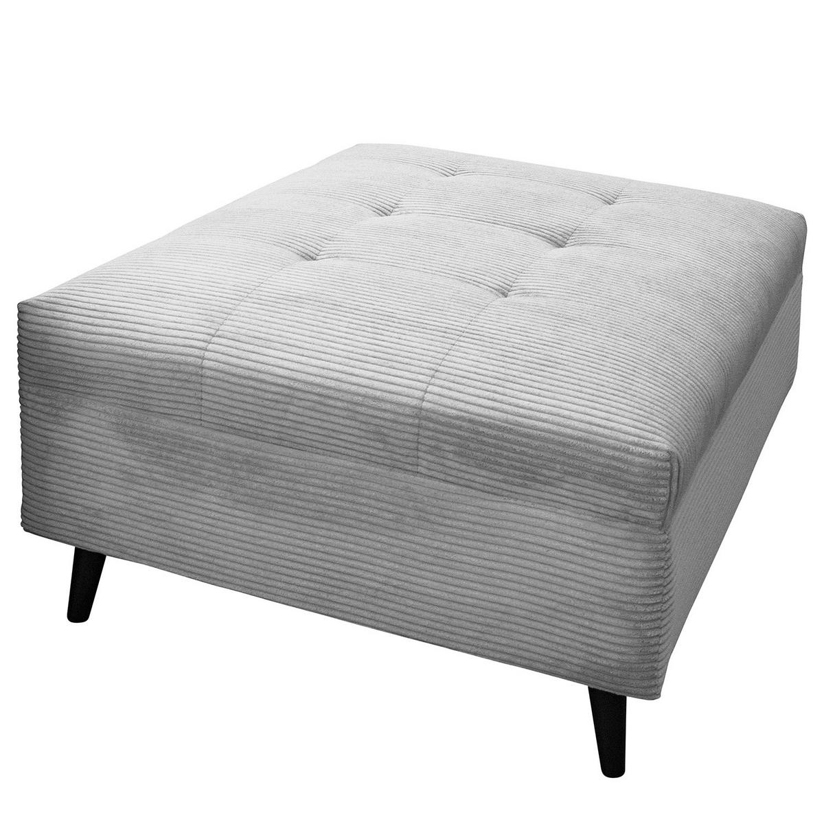 ECKSOFA mit Ottomane und Hocker - Hellgrau/Schwarz, Birkenholz/Textil (247/174cm) - home24