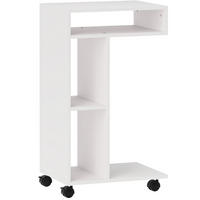 BEISTELLTISCH C-förmig mit 3 Fächern und Rollen 40 x 30 x 69 cm Weiß - Weiß, Metall (40/30/69cm) - Meubliv
