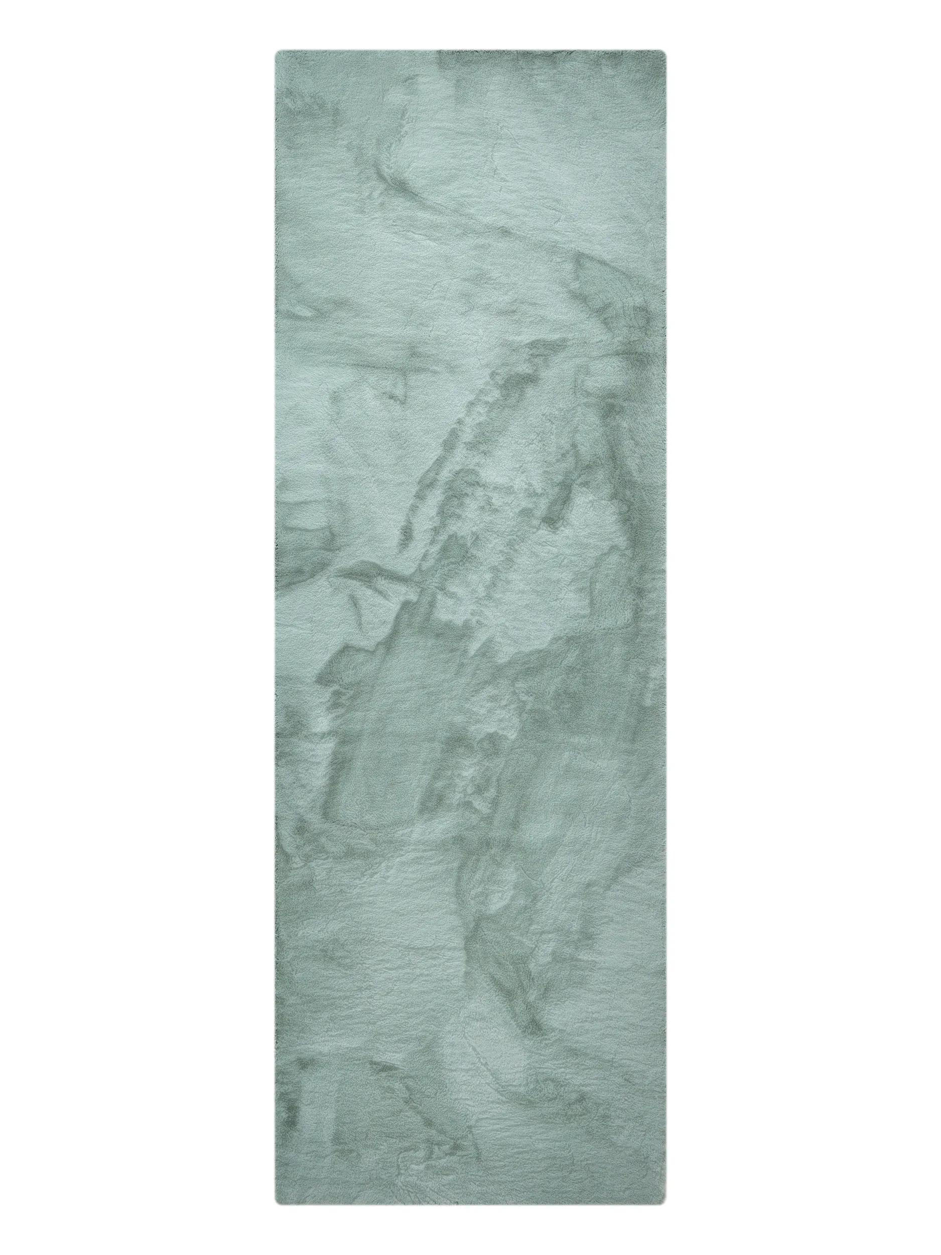 benuta Kunstfell-Teppich Mintgrün 80x240 cm