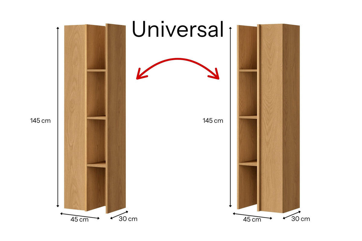 HÄNGEREGAL VELORA 40/145/30 cm in Eiche Carmel - Eichefarben, Holzwerkstoff (40/145/30cm) - Deine Möbel 24