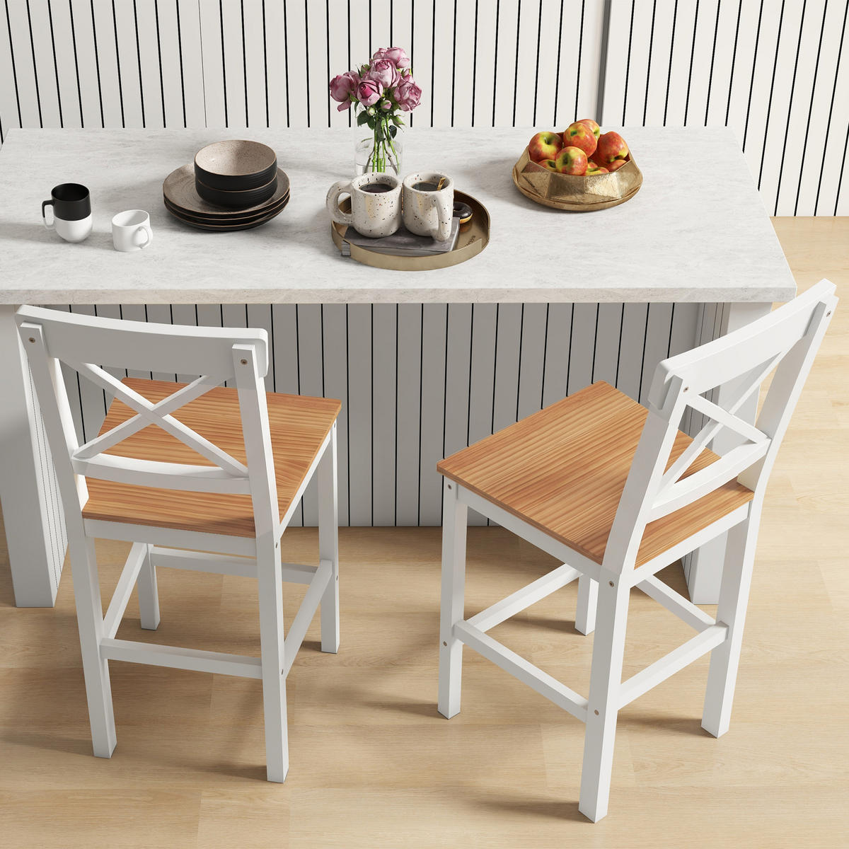 BARHOCKER 2er-Set Naturfarben 46.0/41.0/97.5 cm - Naturfarben, Holz (41/97.5/46cm)