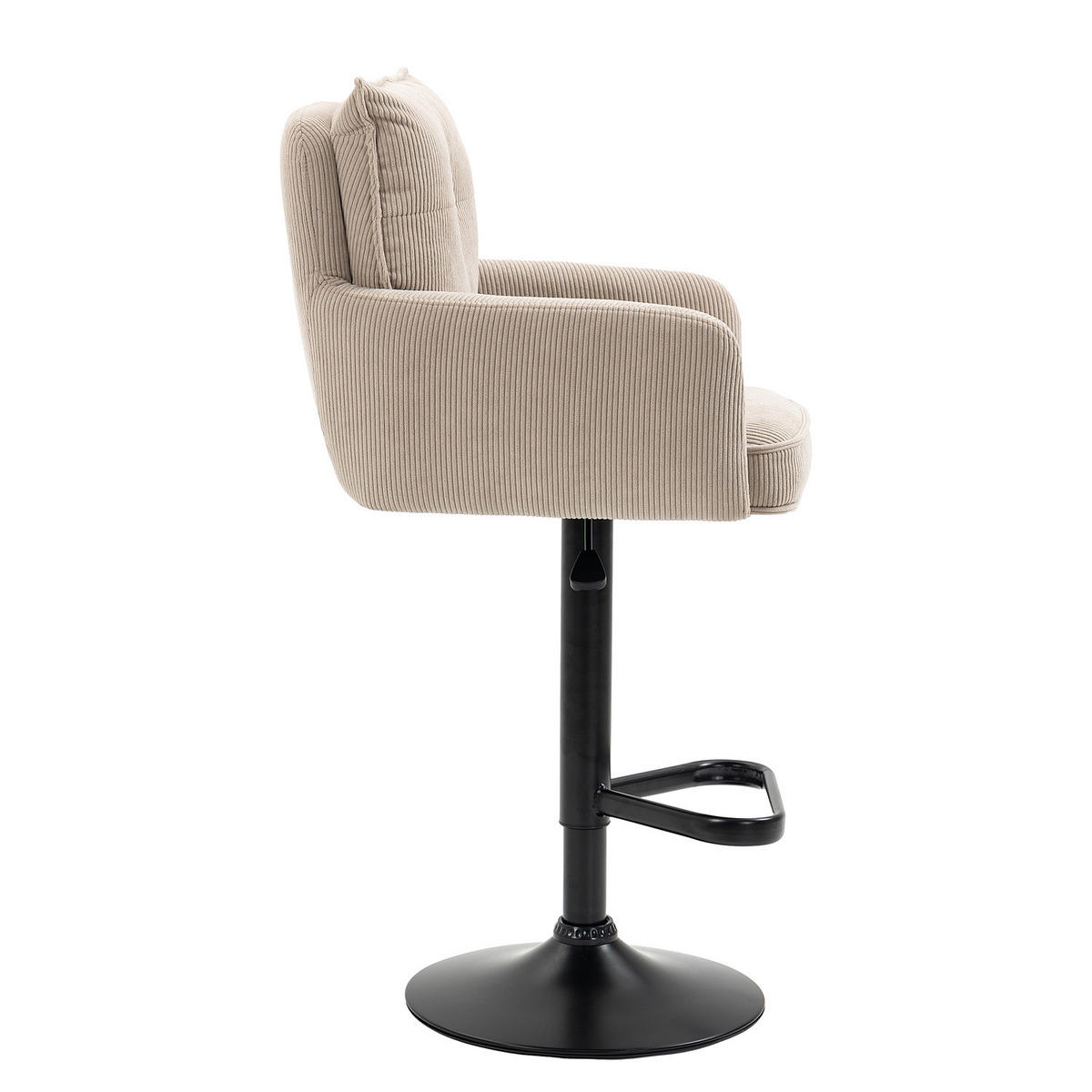 BARSTUHL - 2er-Set - Höhenverstellbar - Cord / Eisen - Cappuccino, Textil/Metall (54/98/58cm) - home24