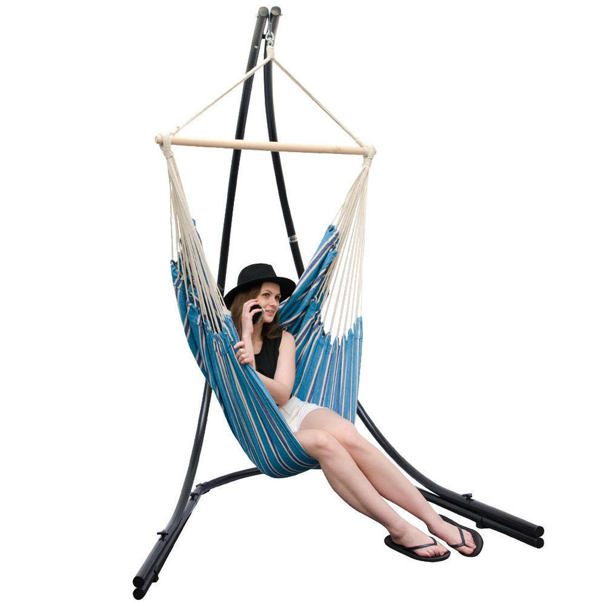 XXL-HÄNGESESSEL bis 150kg, 185/130 cm Multicolor - Blau, Textil (130/155/185cm) - Amanka