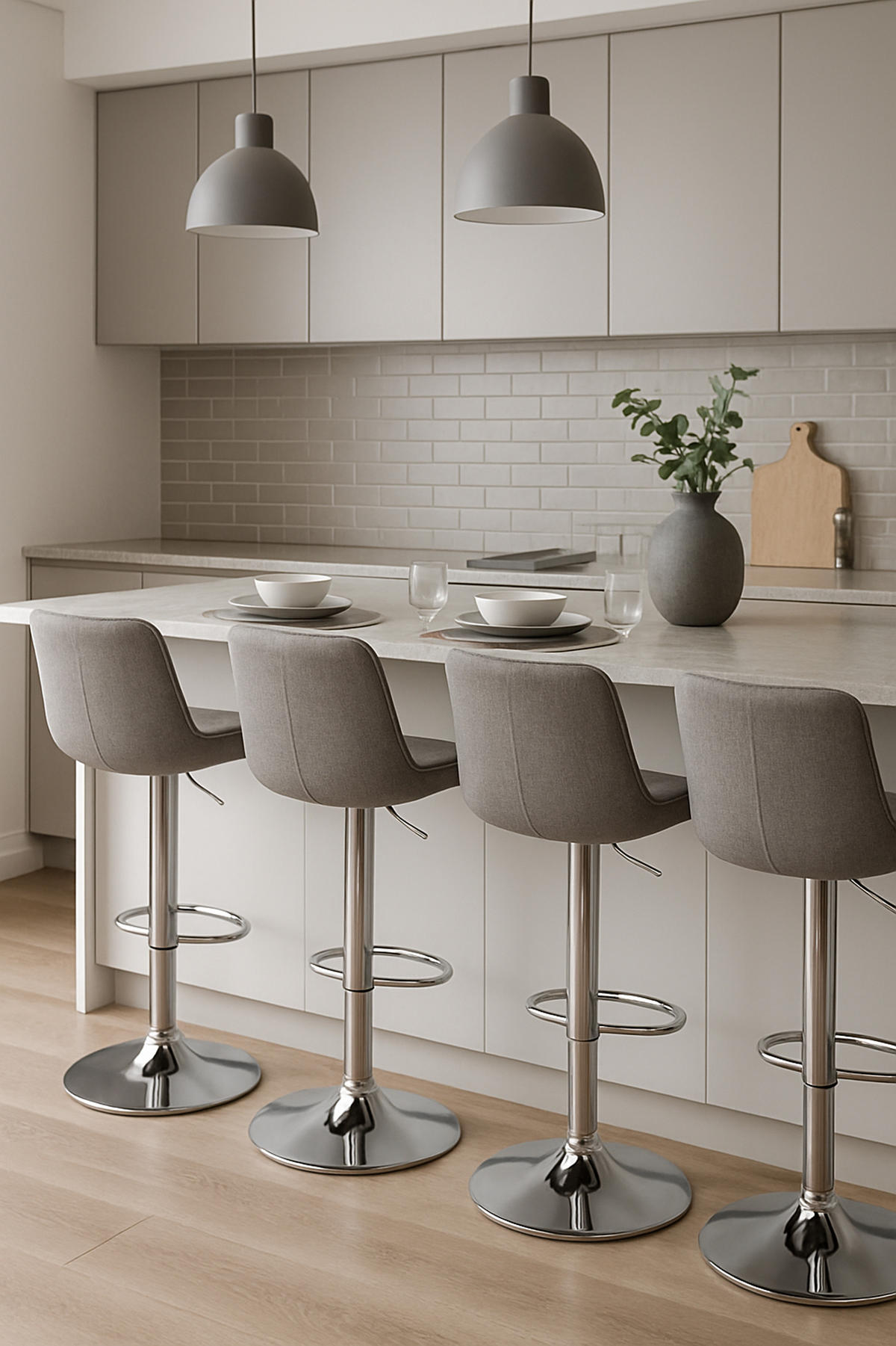 BARHOCKER Lento Gestell Metall in Chromoptik Stoff Grau - Chromfarben/Grau, Textil/Metall (50/108/50cm) - TPFLiving