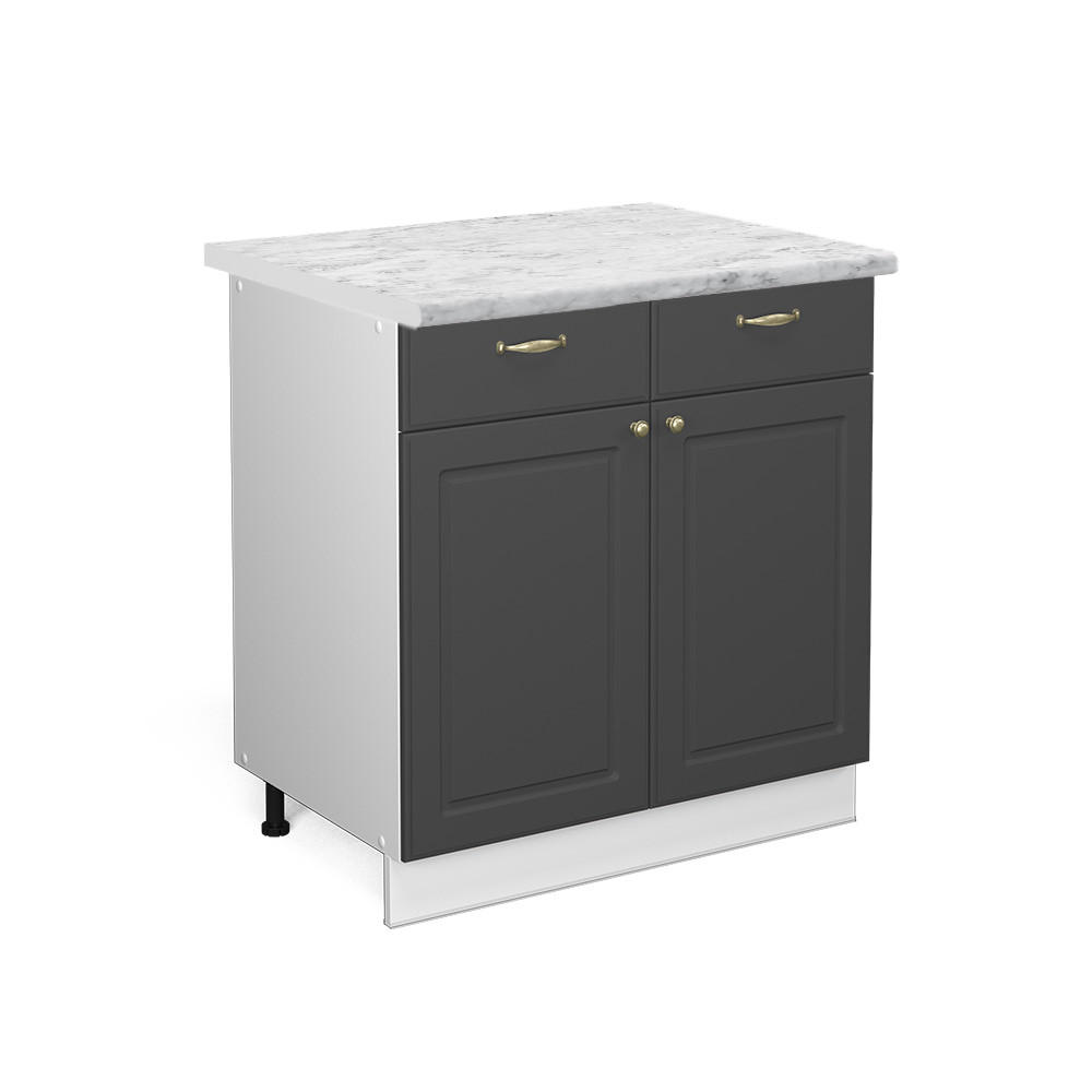 KÖKSUNDERSKÅP Fame-Line Antracit guld 80 cm , AP Marble Antracit, Vit 82/80/60 cm