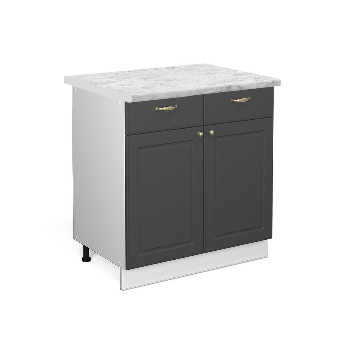 KÜCHENUNTERSCHRANK Fame-Line Anthrazit-Gold 80 cm, AP Marmor - Anthrazit/Weiß, Holzwerkstoff (80/82/60cm) - Vicco