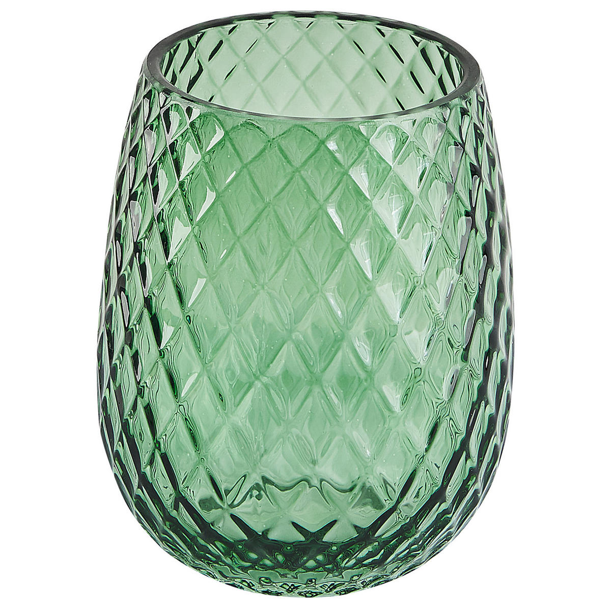 BADEZIMMER Set 4-teilig Glas grün Canoa - Silberfarben/Grün, Glas (11/17/11cm) - Beliani