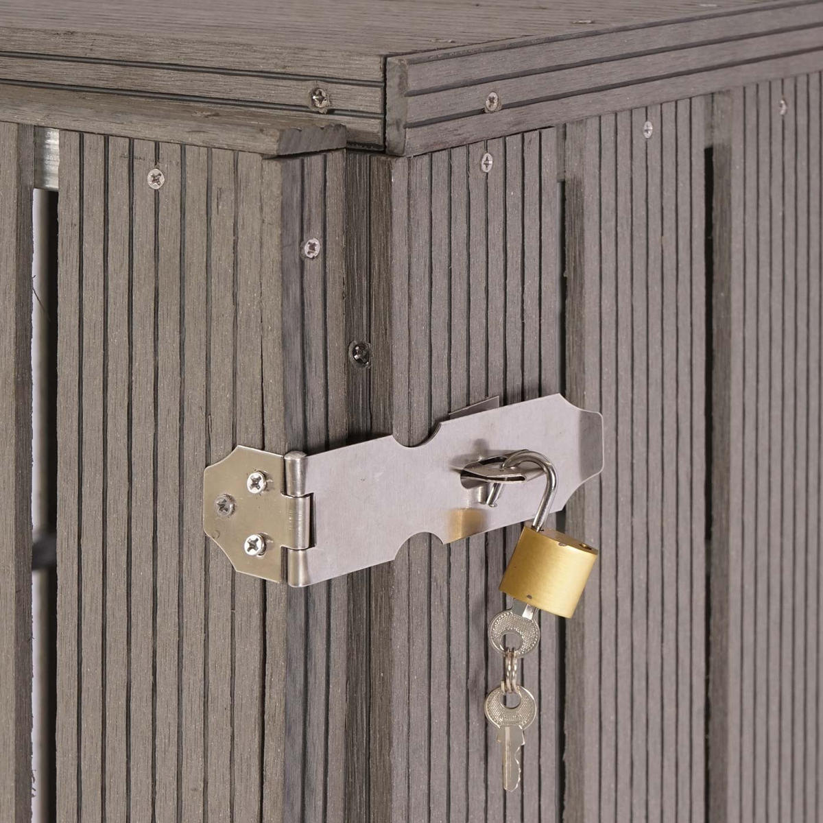 MÜLLTONNENBOX XL 1er-/2er-WPC HxBxT 115x77x97cm Metall Holzoptik erweiterbar Grau - Grau, Metall (77/115/97cm) - PROREGAL