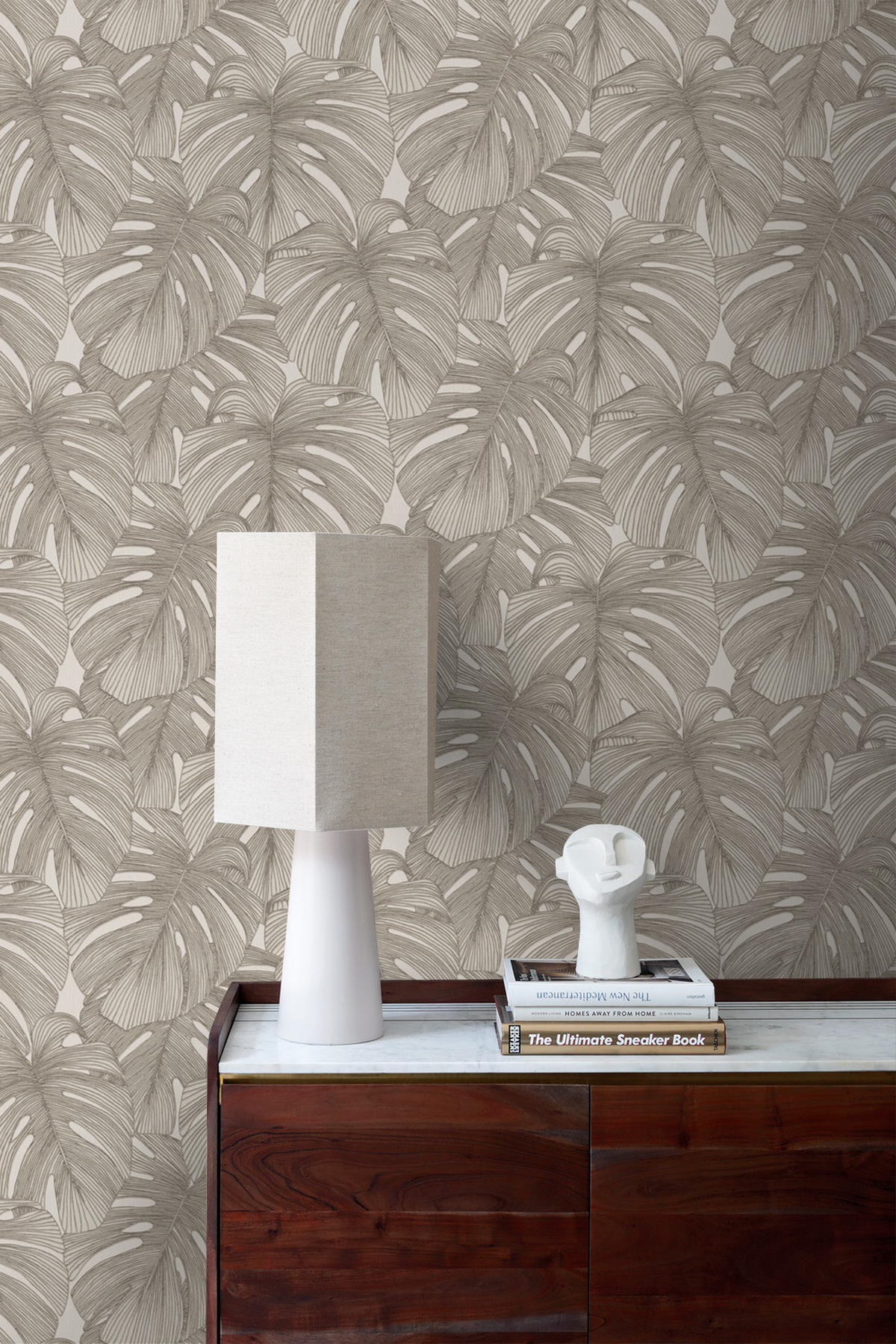 TAPETE 3D Muster Blätter 50 x 900 cm - Grau, Papier (50/900cm) - Origin Wallcoverings