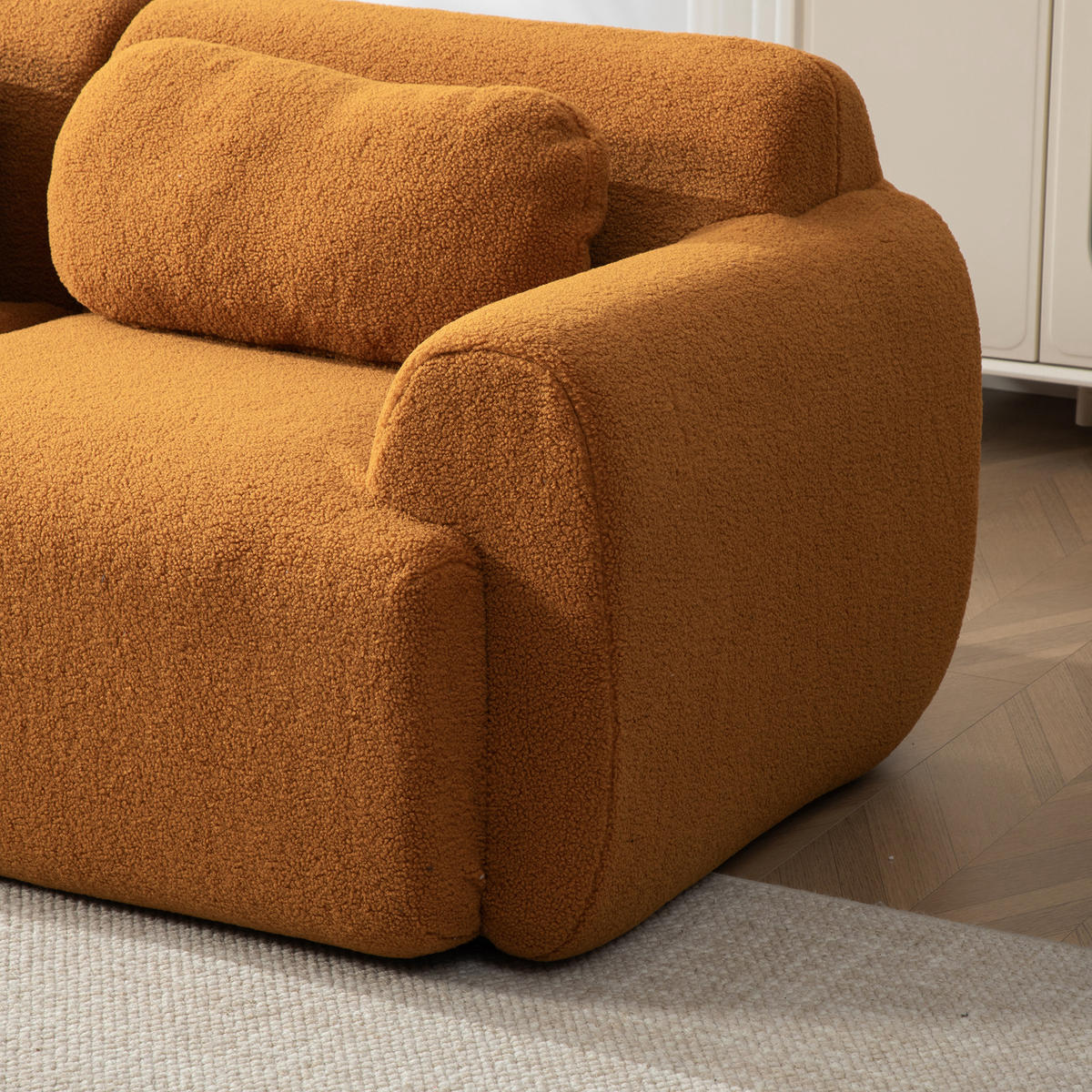 ECKSOFA Chenille Caramel rutschfest - Orange, Textil (271/177cm) - WISHDOR